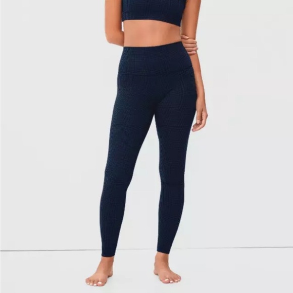Everlane Perform Leggings Womens Grid High Rise Activewear Black Gray Pant Sz XS